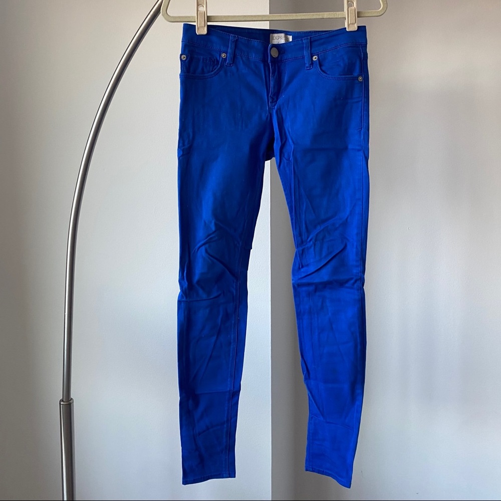 Express bright blue skinny jeans - Picture 1 of 6